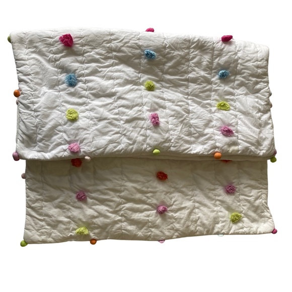 Pottery Barn Kids Pom Pom Quilt Euro Shams Pair - Picture 2 of 4